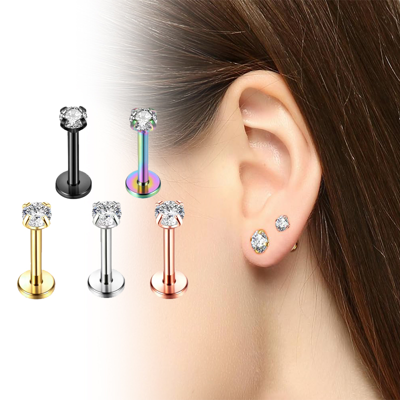 Body Jewelry Titanium - 16G Titanyum İçten Dişli Düz Sırtlı