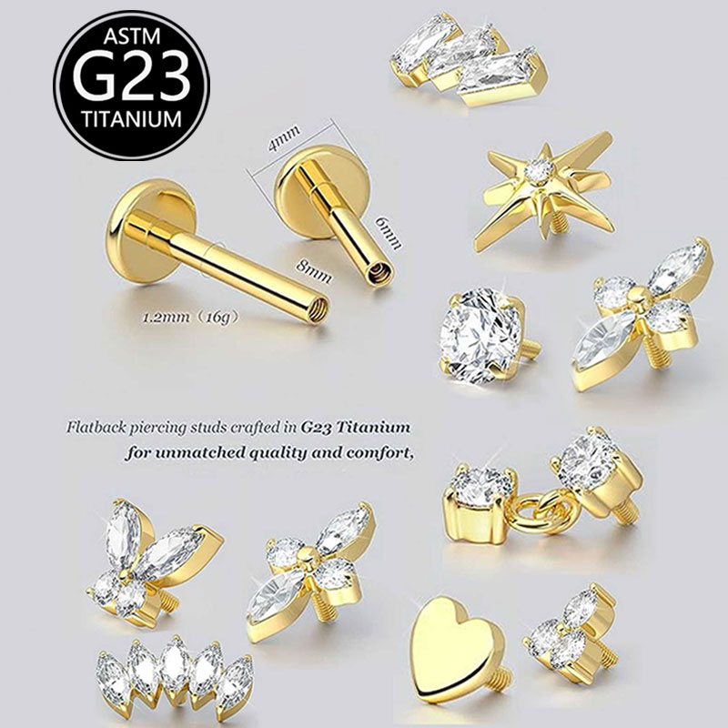 Body Jewelry Threadless - 2 adet F136 G23 Titanyum Kıkırdak