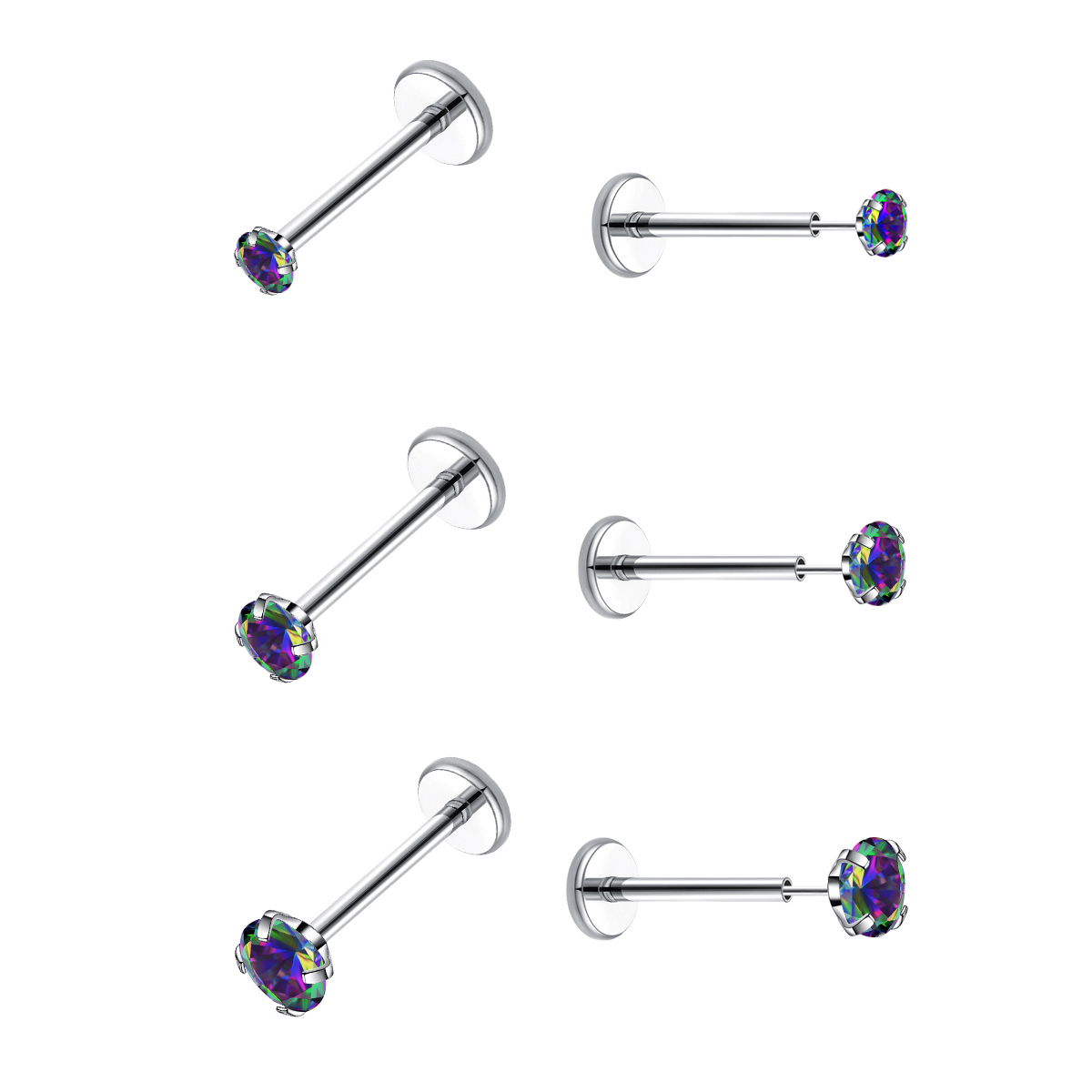 Body Jewelry Threadless - 20G düz geri dişsiz küpe hipoalerjenik
