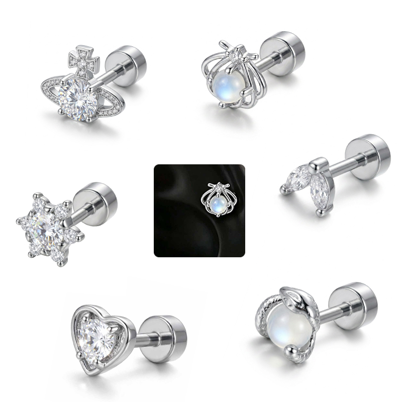 Tragus Flat Back - 1 adet hipoalerjenik kıkırdak küpe kadınlar