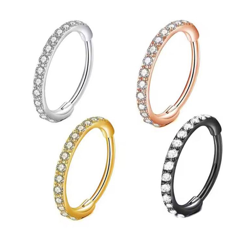 Body Jewelry And Earrings - 16G Şeffaf CZ Burun Halkası 316L