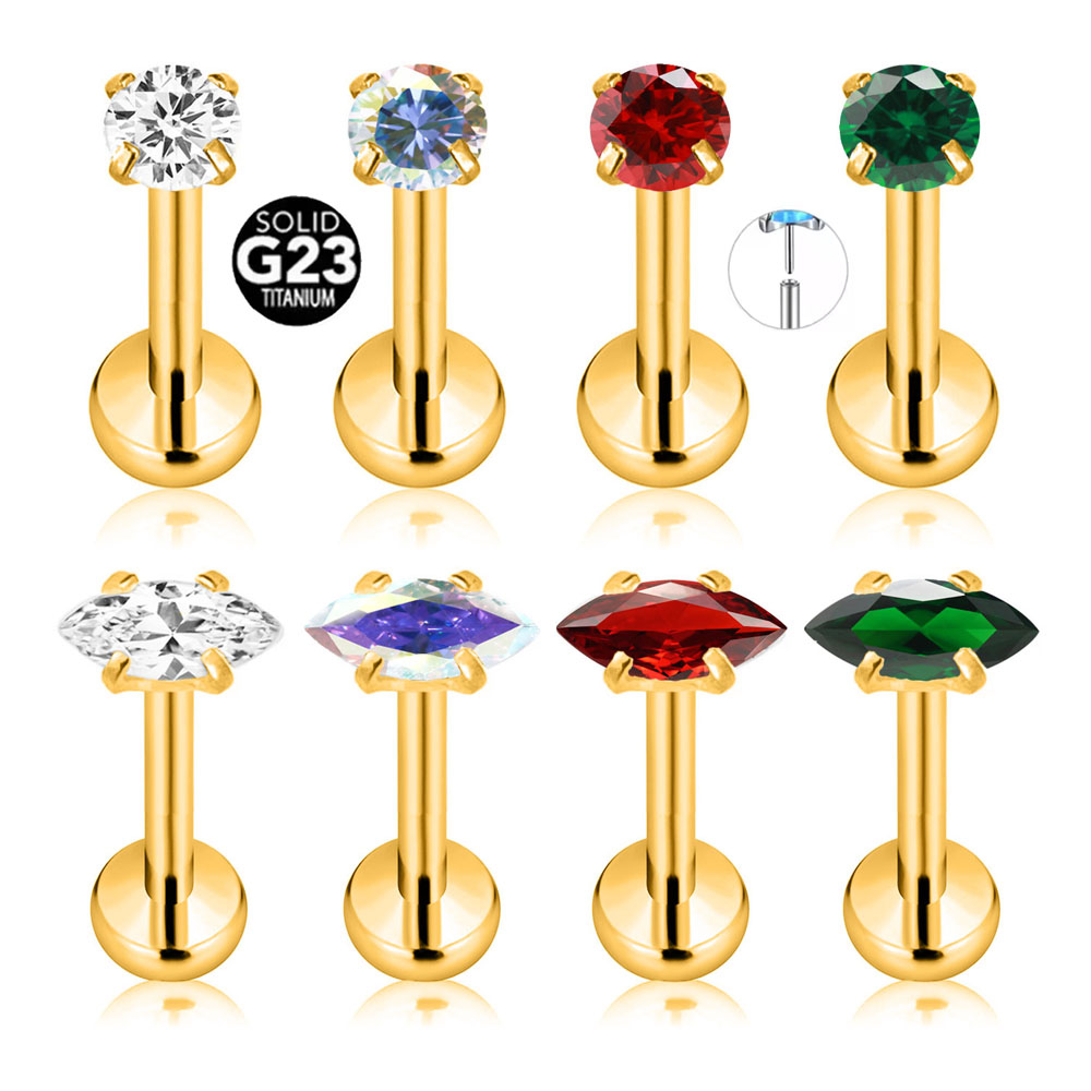 Body Jewelry Threadless - ASTM F136 G23 Titanyum Markiz CZ