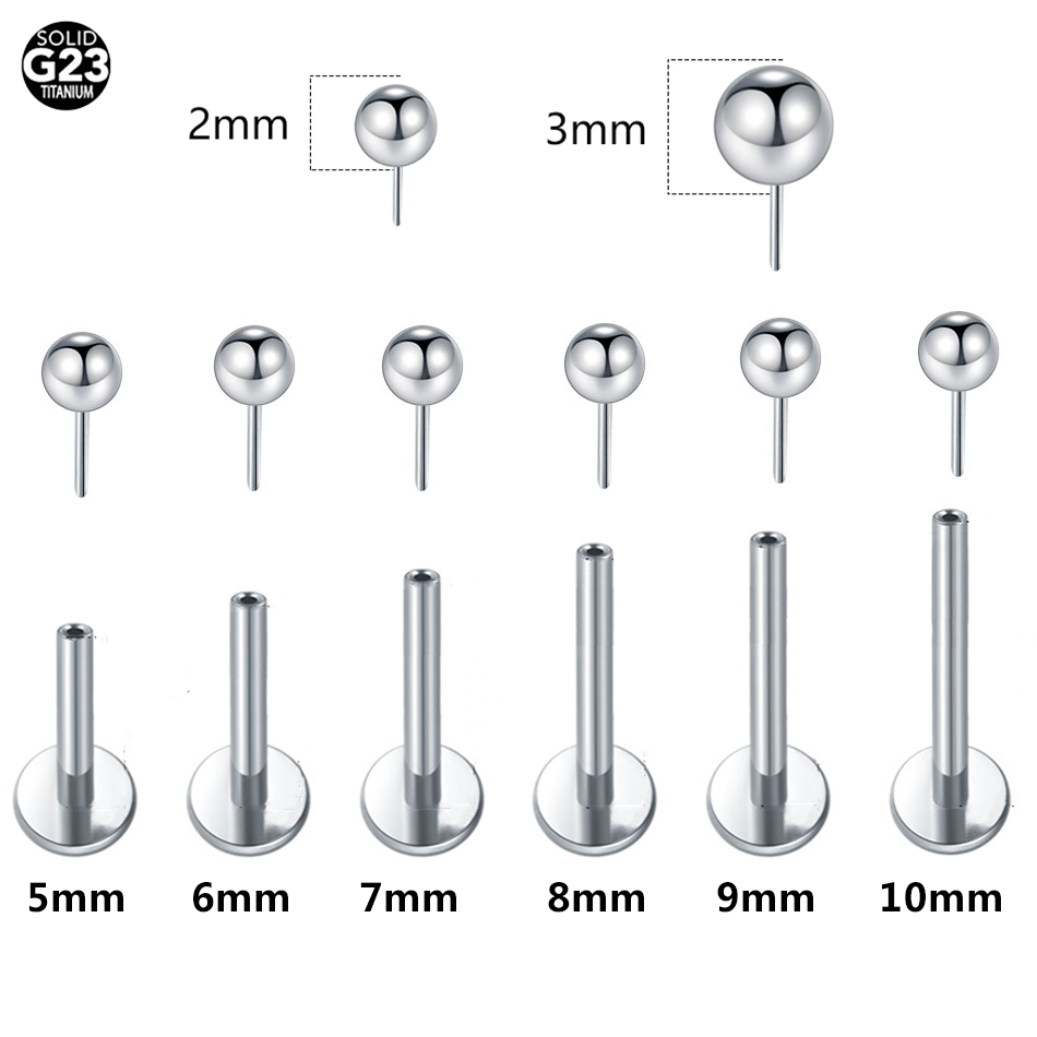Body Jewelry Threadless - 1/10 adet Titanyum Push-in Topları Labret