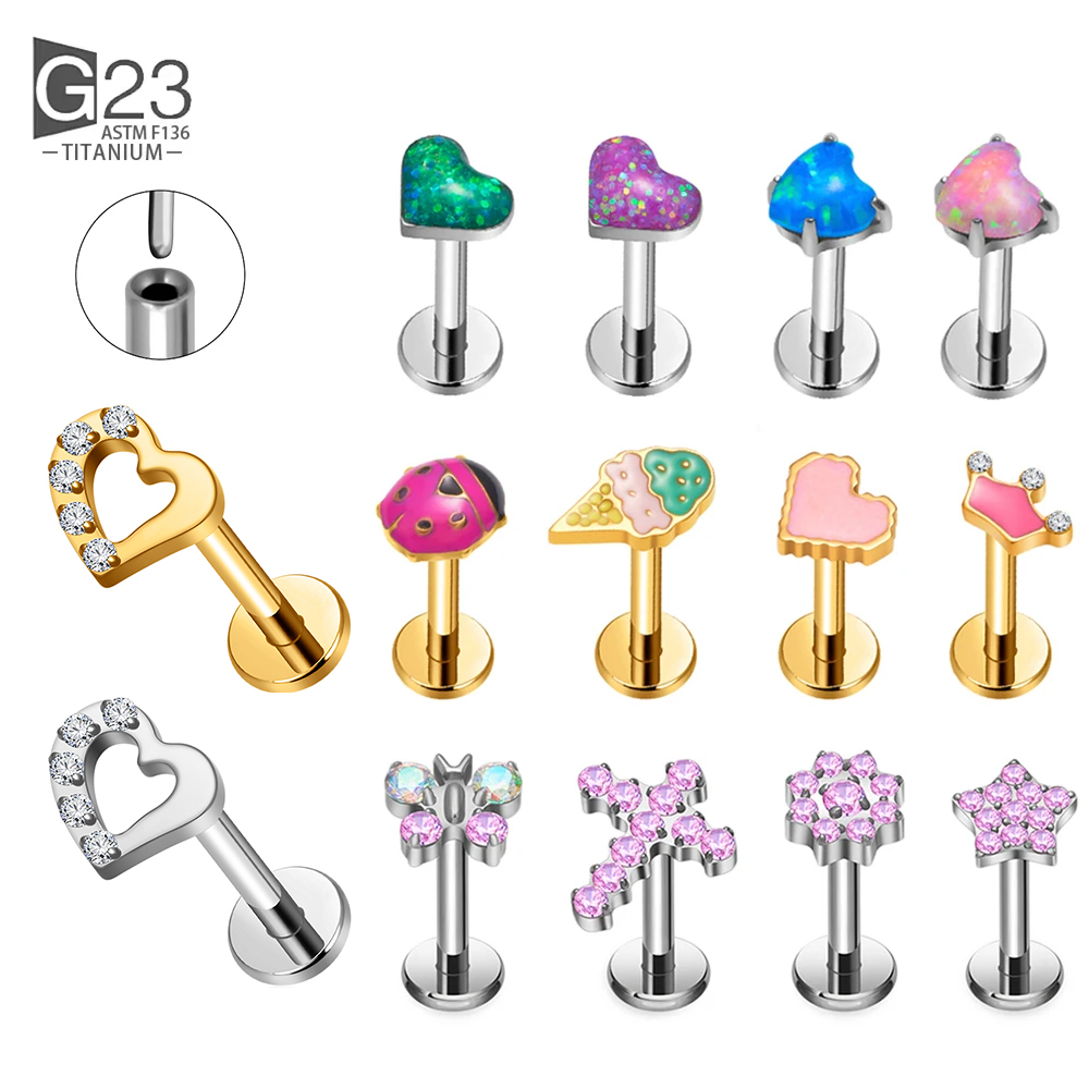 Body Jewelry Threadless - G23 Titanyum Dişsiz Piercing16G/18G/20G Kalp Şekli