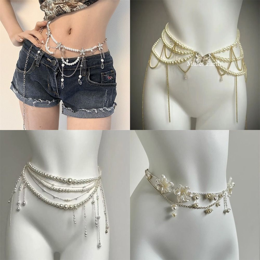 Body Jewelry Women - Moda Zarif İnci Bel Zincirleri Bel