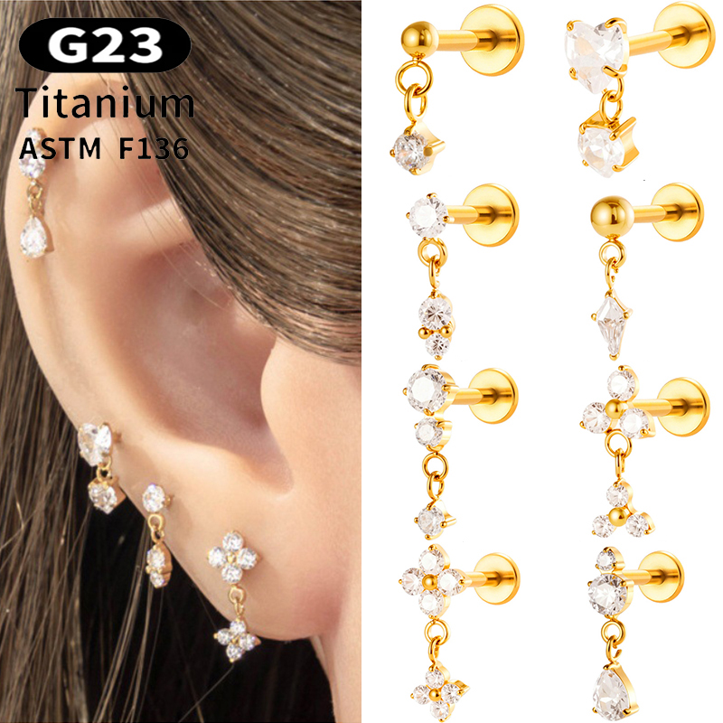 Body Jewelry Threadless - 1 adet G23 titanyum 16G Labret