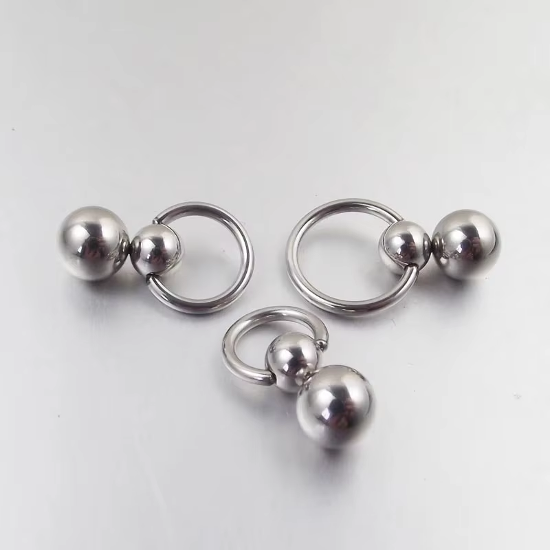 Nipple Bar Curved - 1 adet Paslanmaz Çelik Çift Bilyalı