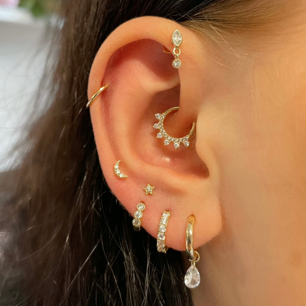 Yıldız ay kıkırdak saplama küp - Tragus Flat Back incelemesi ve fiyatı