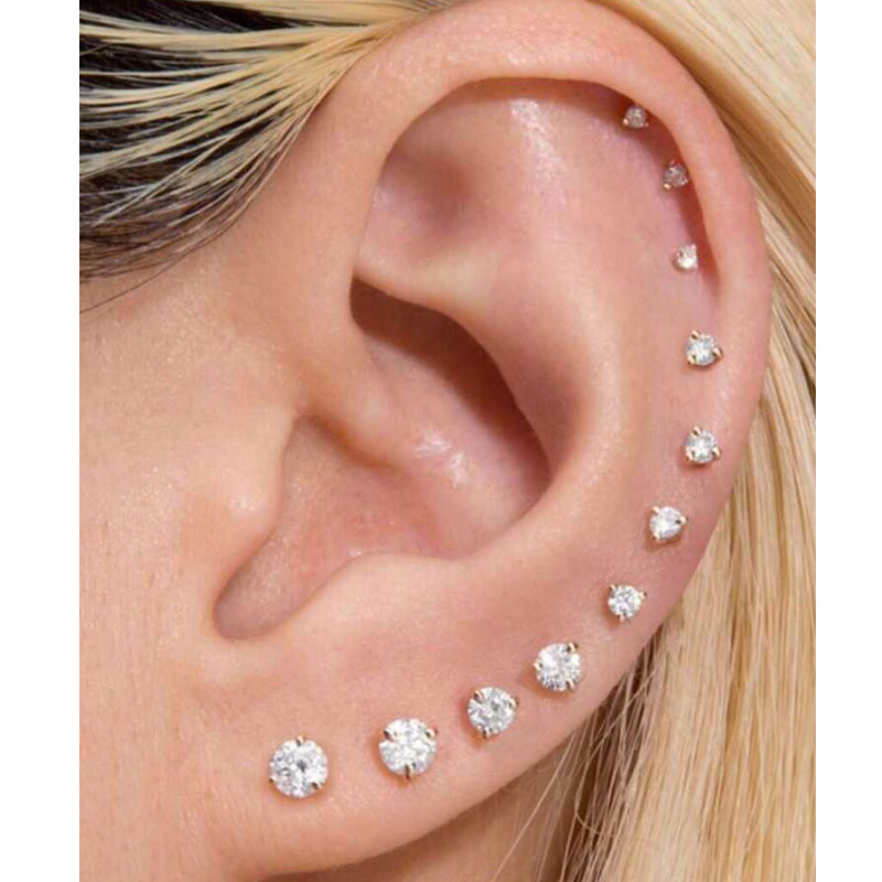 1 çift Klasik Düz Geri Vida Çı - Tragus Flat Back incelemesi ve fiyatı