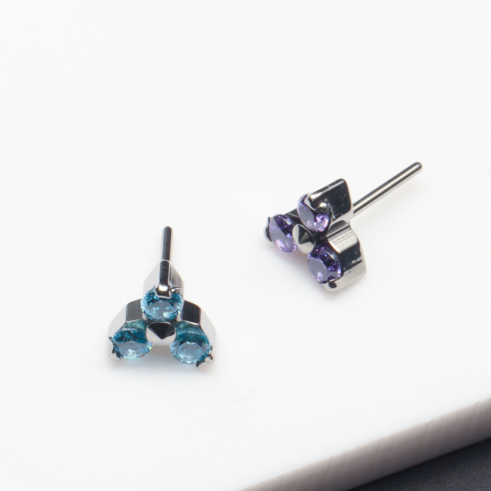 ASTM F136 Titanyum Trinity CZ  - Body Jewelry Threadless incelemesi ve fiyatı