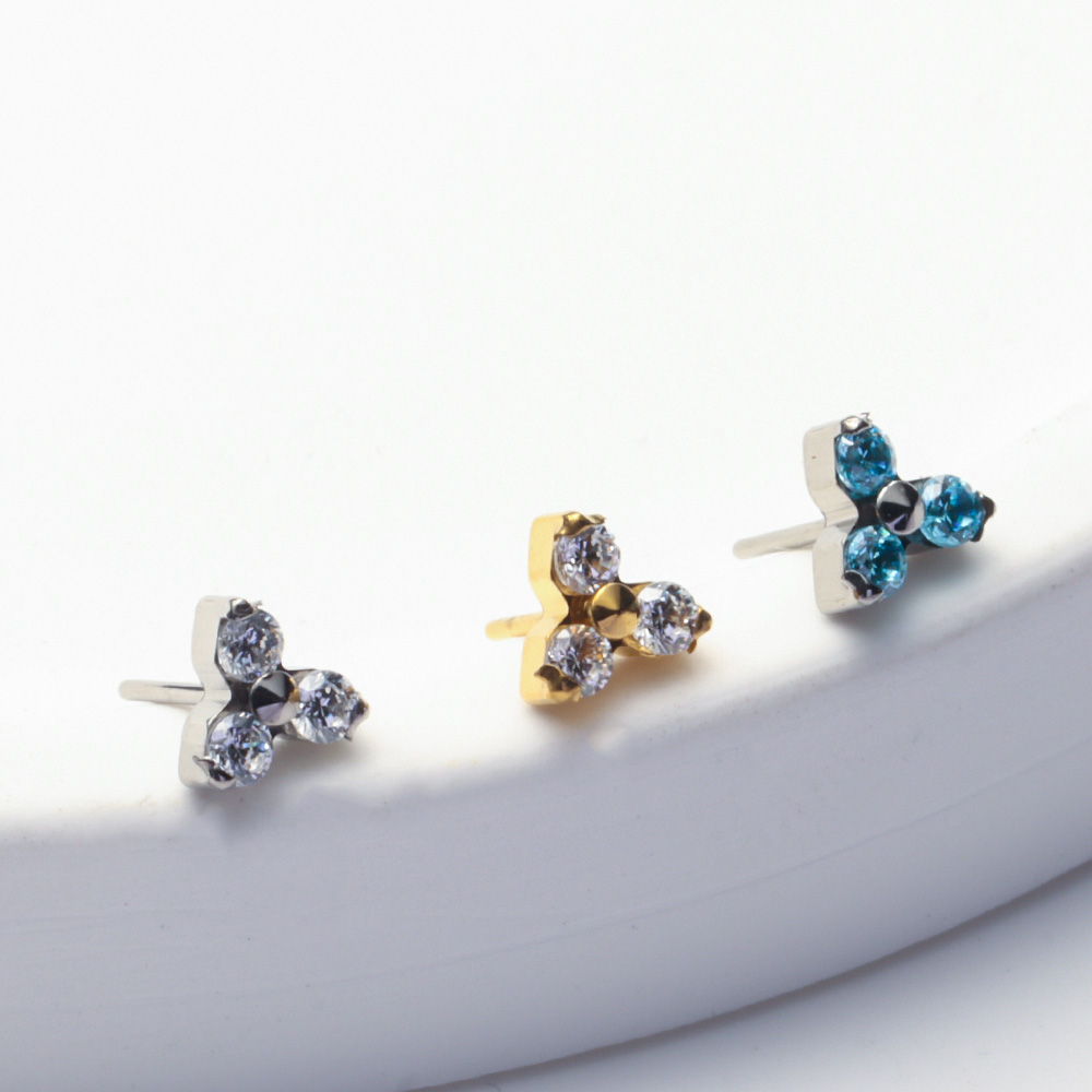 ASTM F136 Titanyum Trinity CZ  - Body Jewelry Threadless incelemesi ve fiyatı
