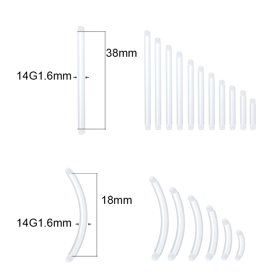 50 adet/grup 14G Bioplast düz  - Nipple Bar Curved incelemesi ve fiyatı
