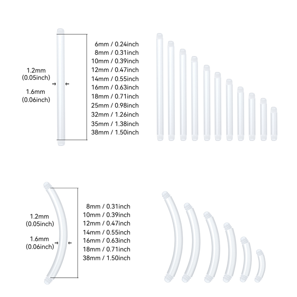50 adet/grup 14G Düz Çubuk Par - Nipple Bar Curved incelemesi ve fiyatı