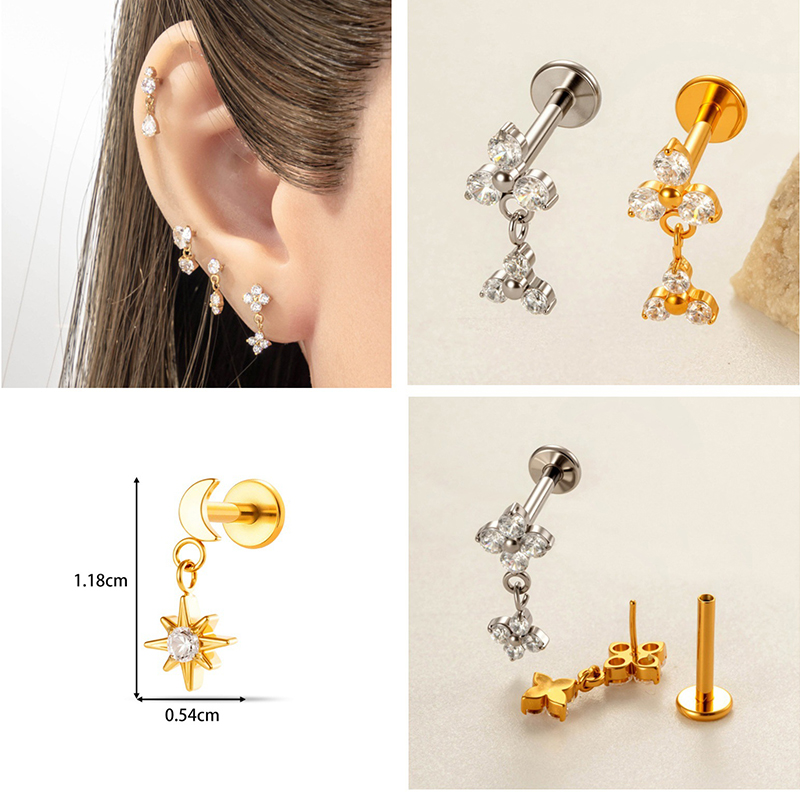 1 adet G23 titanyum 16G Labret - Body Jewelry Threadless incelemesi ve fiyatı