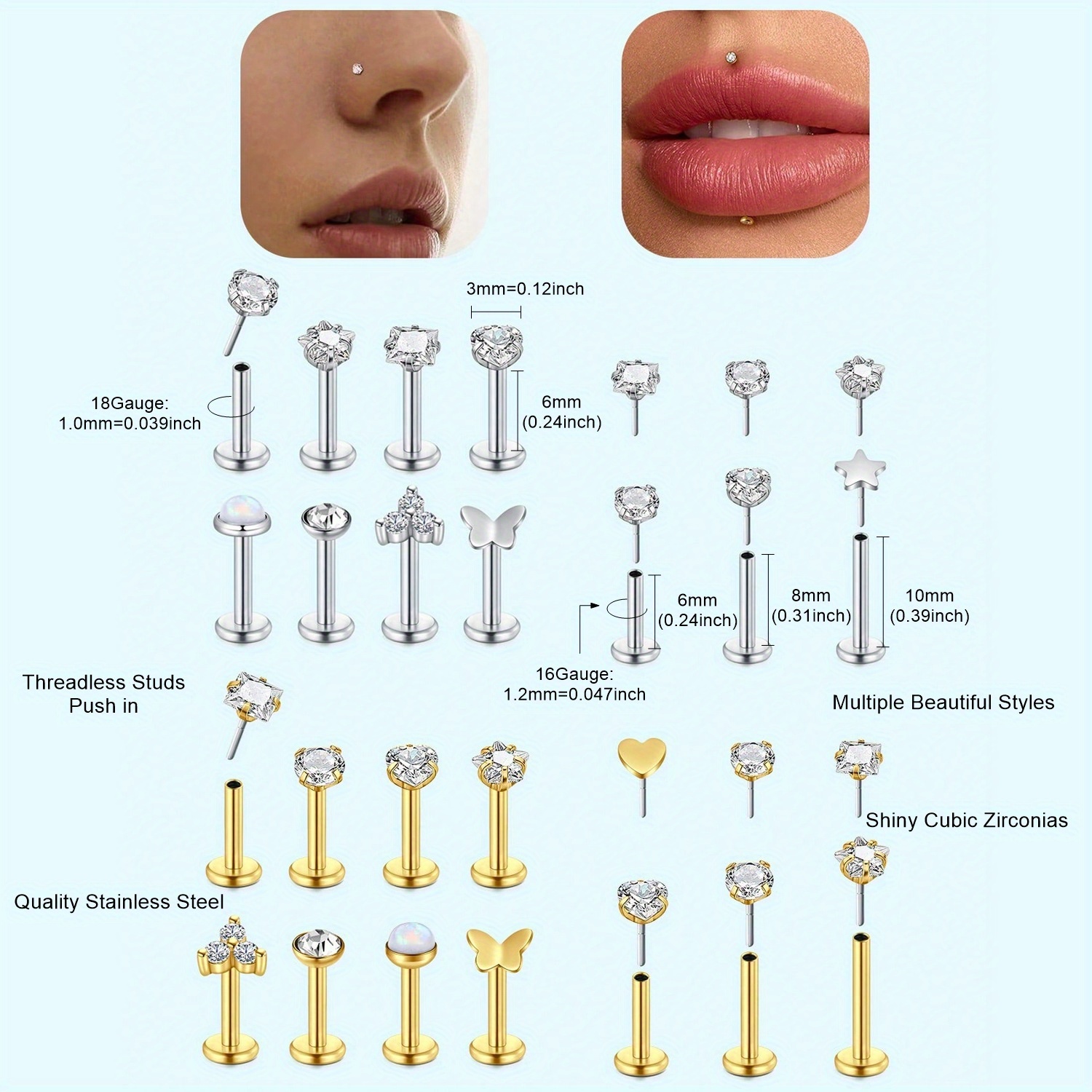 16G 18G Dişsiz Burun Halkaları - Body Jewelry Threadless incelemesi ve fiyatı